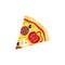 Sliced piece of pizza clipart cartoon. Piece of pizza with tomatoes, pepperoni and mushrooms.