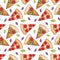 Sliced pizza seamless pattern