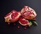 Sliced pomegranate fruit