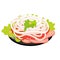 Sliced pork with sweet onions color icon