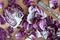 Sliced radicchio on wooden table. Selective focus