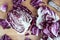 Sliced radicchio on wooden table. Selective focus. Close-up