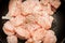 Sliced raw chicken meat ready to cook, marinated in shish kebab
