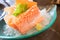 Sliced raw fatty salmon (Salmon sashimi)