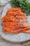 Sliced salted salmon