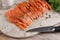 Sliced salted salmon