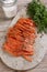 Sliced salted salmon