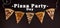Sliced slices of pizza on a sulphurous background hung on a rope with the inscription Pizza party day top view