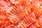 sliced slightly salted red trout fish close-up