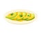 Sliced Squash Vegetable with Cheesy Cream as Topping Served on Plate Vector Illustration