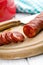 Sliced tasty chorizo sausage