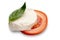 Sliced tomato mozzarella and basil