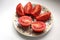 Sliced tomatoes closeup. Vegetables