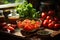 Sliced tomatoes on a plate with parsley and olive oil