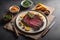 Sliced Tuna Steak with Orange Sauce and Parsley. generative ai