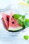 Sliced water melon with lemon mint