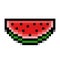 Sliced watermelon pixel art isolated on white background