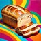 Sliced wheat bread loaf colorful cartoon food