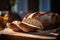 Sliced white bread on a cutting board, selective focus.