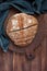 Sliced wholegrain sourdough bread on wooden board.  Top view