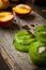 Sliced â€‹â€‹kiwi fruit on a cutting board