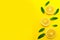 Sliced â€‹â€‹lemon and mint leaves on a bright yellow background. Background for the design of banners,blogs.Copy space