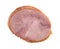 Slices of applewood smoked ham on a white background