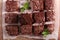 Slices of chocolate cake, brownies