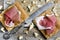 Slices of Focaccia Bread with Parma Ham