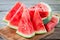 Slices of fresh juicy organic watermelon