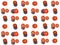 Slices with halves and whole tomatoes seamless photographic pattern on a white background