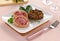 Slices od pig\'s trotter with lentils