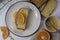 Slices of Orange pound cake, also known as citrus loaf cake or orange butter cake