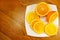 Slices of orange on a saucer