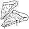 Slices of pizza. Vector black and white coloring page.