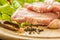 Slices of raw meat. Pork escalope on a wooden board.