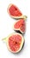 Slices of ripe figs isolated on a white background. Good texture and vibrant saturated colors