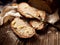 Slices of rustic sourdough bread with homemade butter