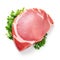 slices of savory ham elegantly arranged on a bed of fresh green lettuce, all beautifully isolated