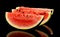 Slices and slice watermelon isolated black