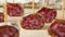 Slices of Spanish fuet Iberico, sausage, close up