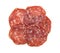 Slices of uncured soppressata dry salami in a group