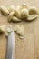 Slicing Fresh Pealed Garlic Cloves