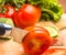 Slicing Tomato Shows Well Wellness And Fresh