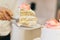 Slicing wedding cake