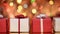 Slide in front of presents - gift boxes for christmas on blurry background
