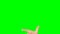 Slide rotate pinch zoom finger gestures. Front view hand on green screen.