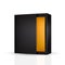 Slide to open modern black, square, orange inside packaging box
