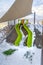 Slides on snowy playground in Eagle Mountain Utah