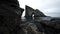 Sliding camera towards Drangarnir gate in Faroe Islands